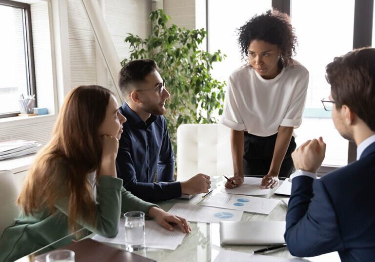 Company leader monitors progress at her start up company