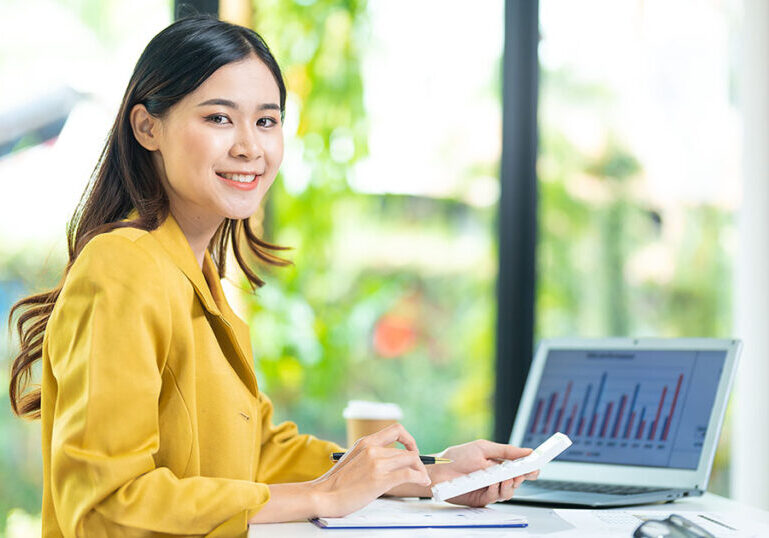 Woman taking control of her finances