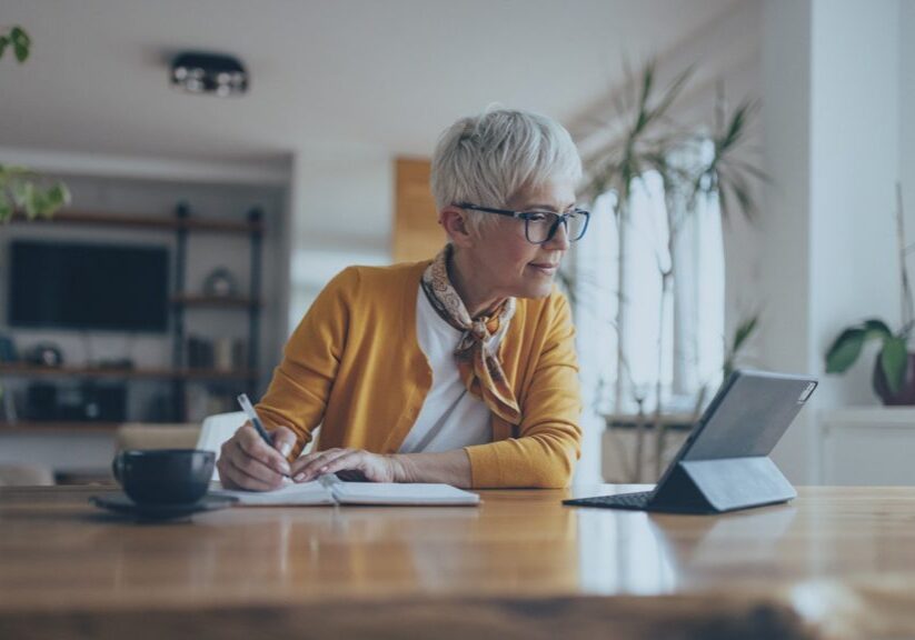 Senior woman working at desk